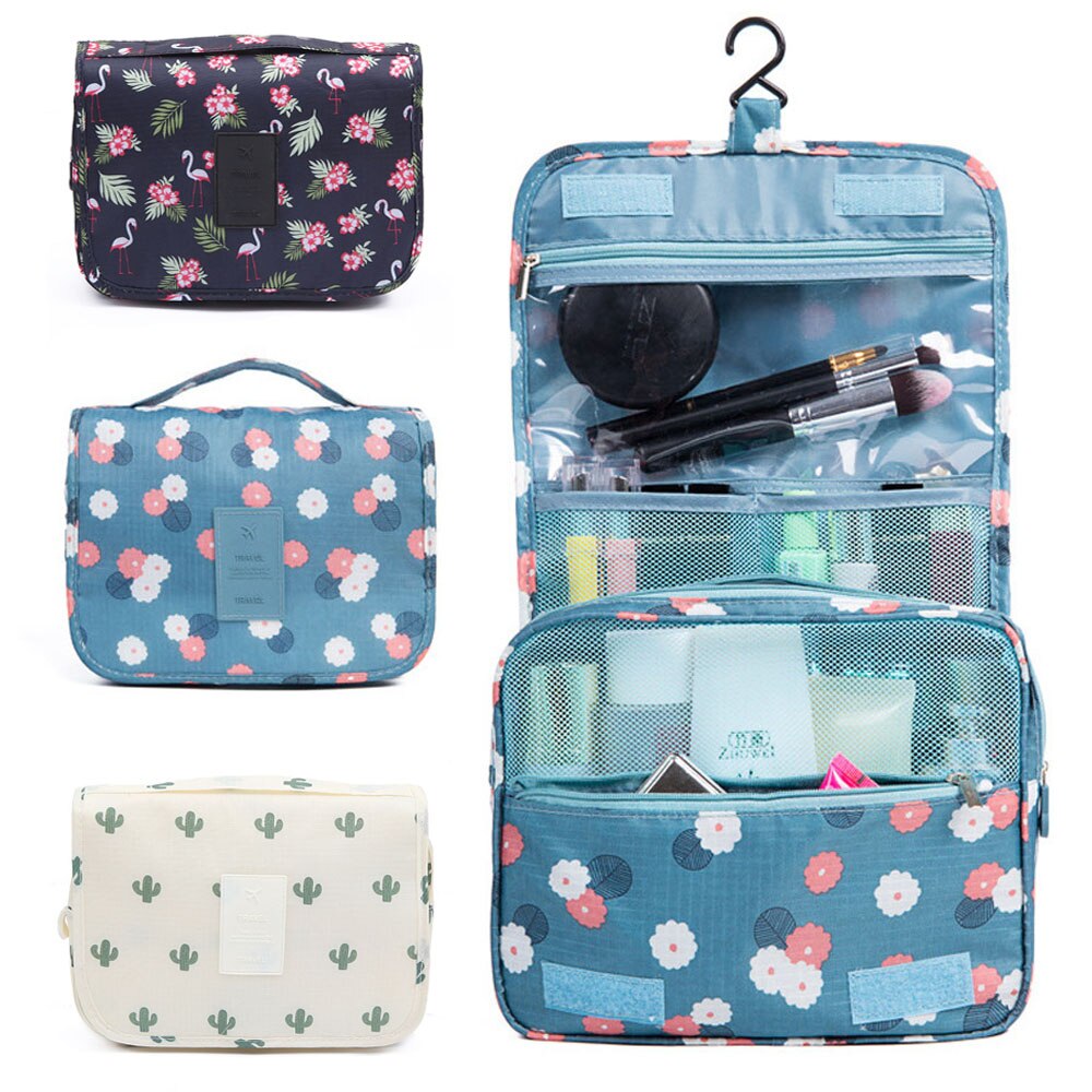 Toilettas Wash Case Organizer Opslag Opknoping Pouch Bloemen Flamingo Cactus Draagbare Reizen Make-Up Cosmetische Bag