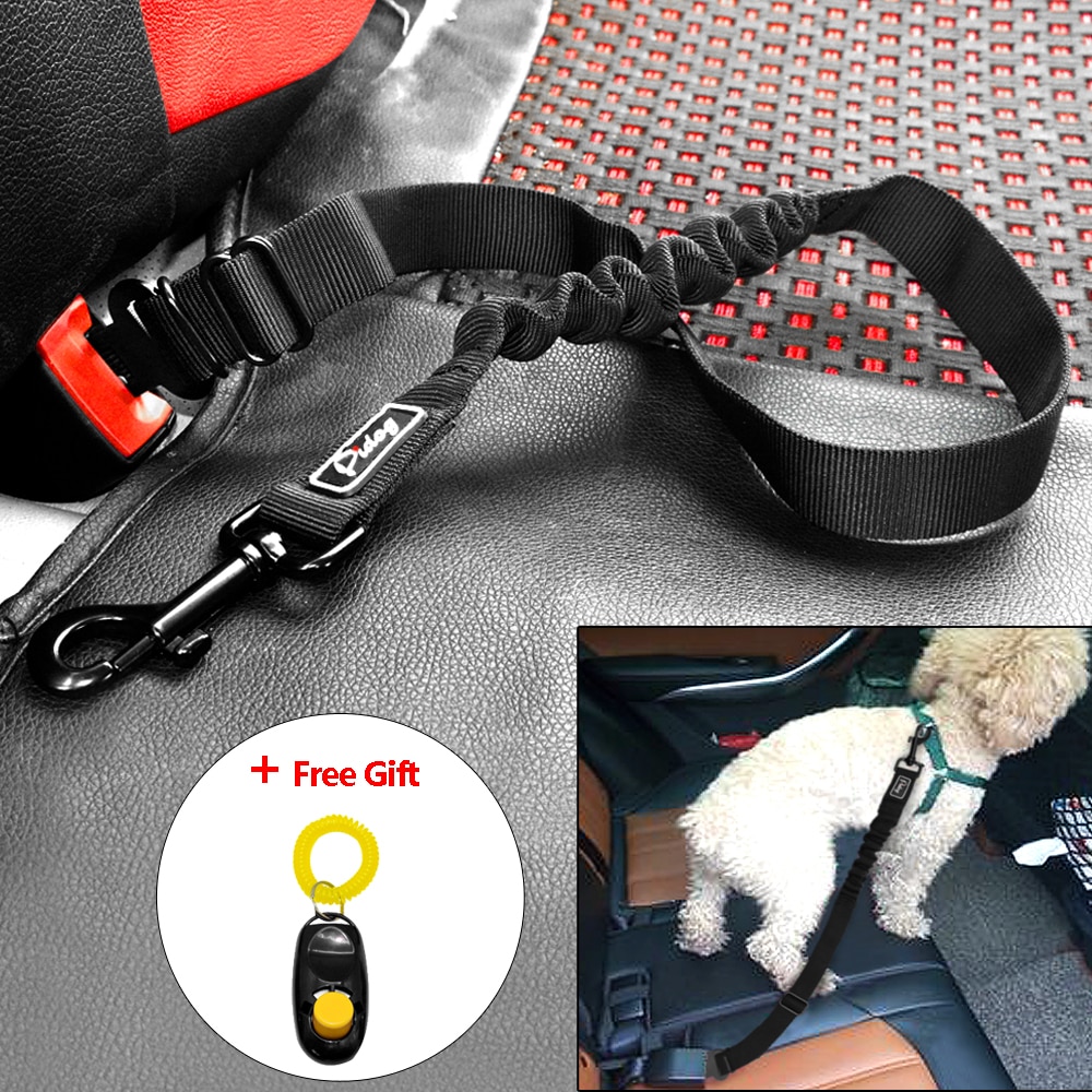 Justerbar kæledyr hund kat bilsele sikkerhedsseler fører køretøj sikkerhedssele sele nylon bil tilbageholdenhed med elastisk bungee snor