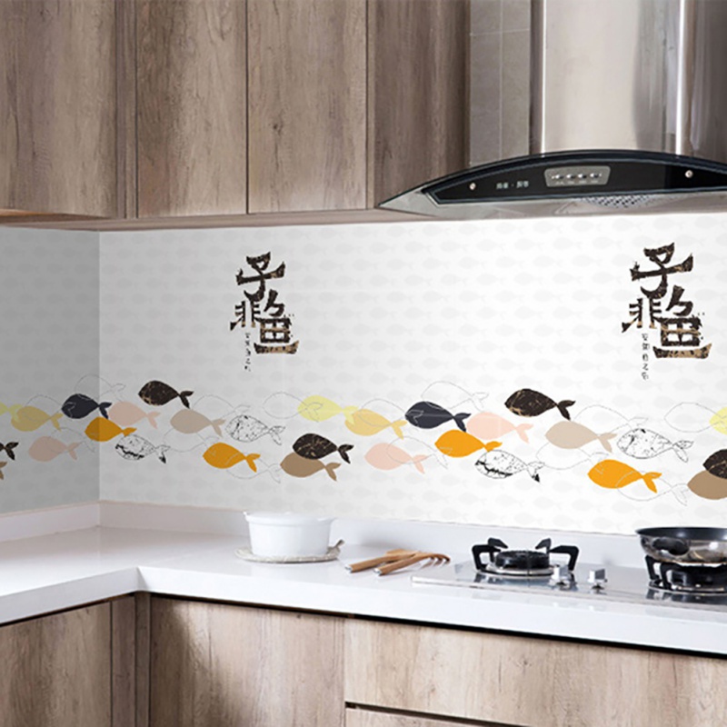 Kitchen Oil-proof Stickers High Temperature Self-adhesive Resistant Tile Stickers Waterproof Oil-proof Stickers Decoration Wallp