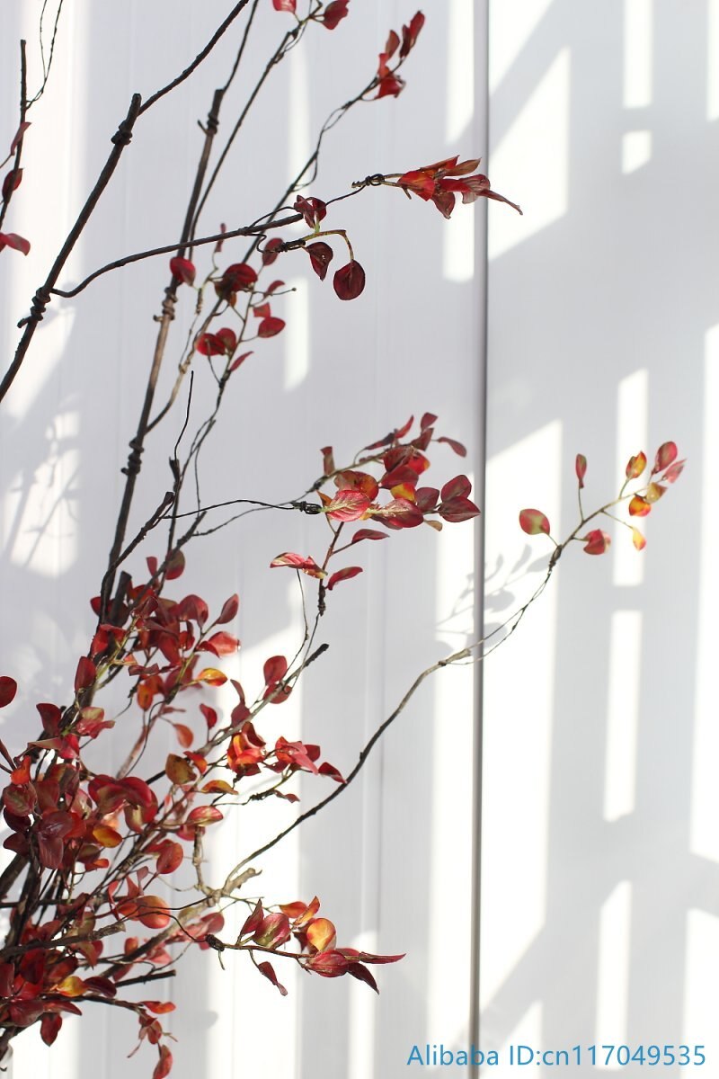 1 stk smukke kunstige røde blade plast tørret gren plante hjemme bryllup dekoration  f382