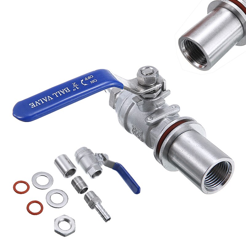 Válvula de esfera de fermentação caseira, válvula de esfera compacta de aço inoxidável sem hastes de 1/2 &#39;&#39;para vinho, cerveja, torneira de fermentação caseira ferramentas para casa faça você mesmo