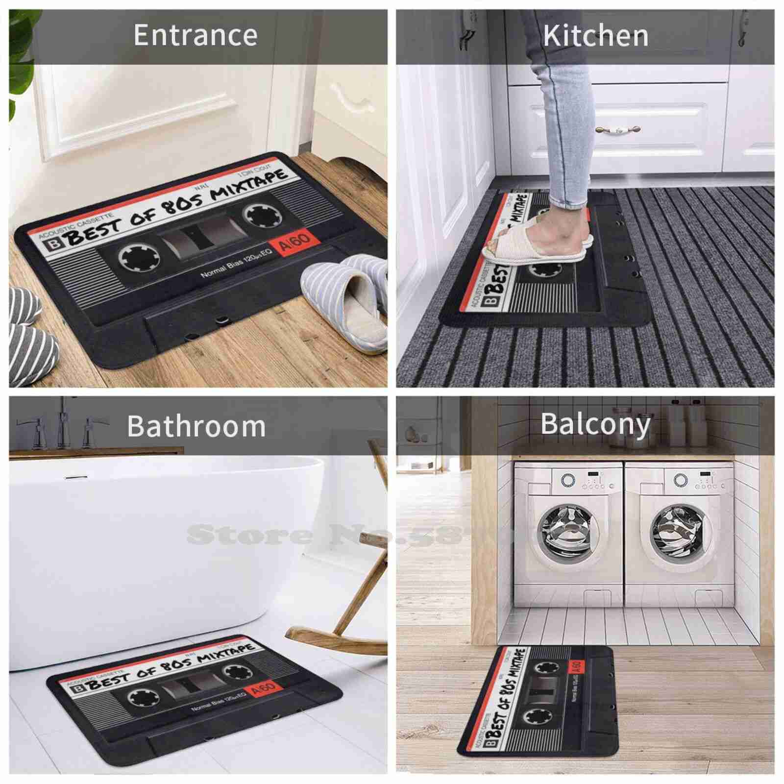 80'S Cassette Eighties 80S 3 Sizes Home Rug Room Carpet Born 1980 80S Eighties Cassette Mixtape Tape Boombox Face Cloth