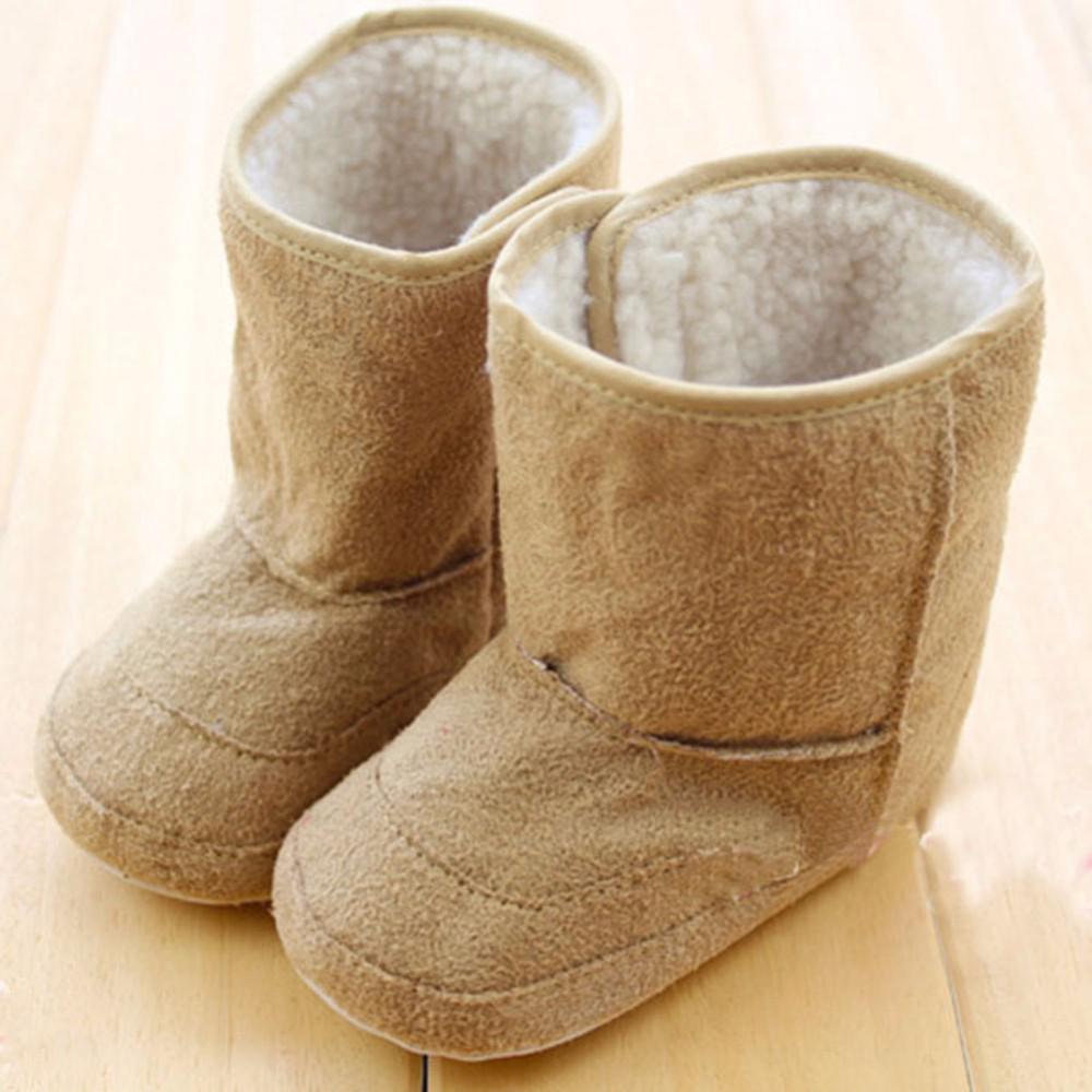 Varm vinter baby ankel sne støvler baby sko antiskid baby sko første rullator  xj030: Khaki / 12-18 måneder