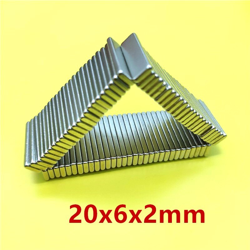 20 Stks/partij F 20X6X2 N52 Sterke Mm Vierkante Ndfeb Zeldzame Aarde Magneet 20*6*2 Neodymium Magneten 20X6X2