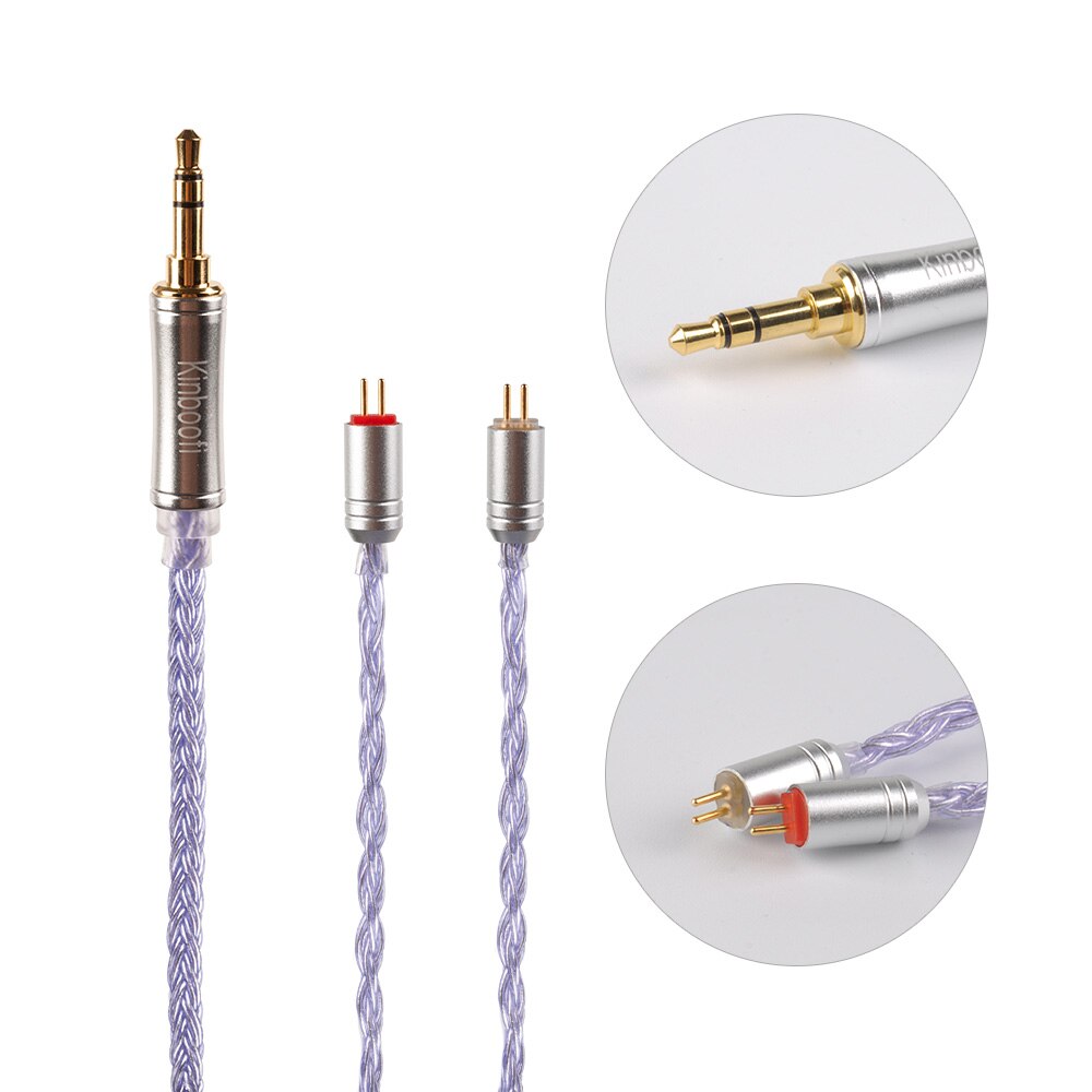 Kinboofi 16- adriges 2.5/3.5/4.4mm hochreines, versilbertes kabel mit mmcx /2- pin/qdc-stecker,  v90 ba5 kz zsx blon bl -03 bl-05: 2- polig 3.5mm