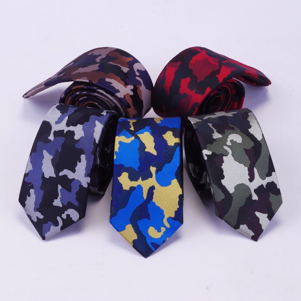 RBOCOTT-corbatas estampados de camuflaje para hombre, corbatas estampados de 6cm con cuello, corbatas ajustadas a la para hombre, corbatas de boda