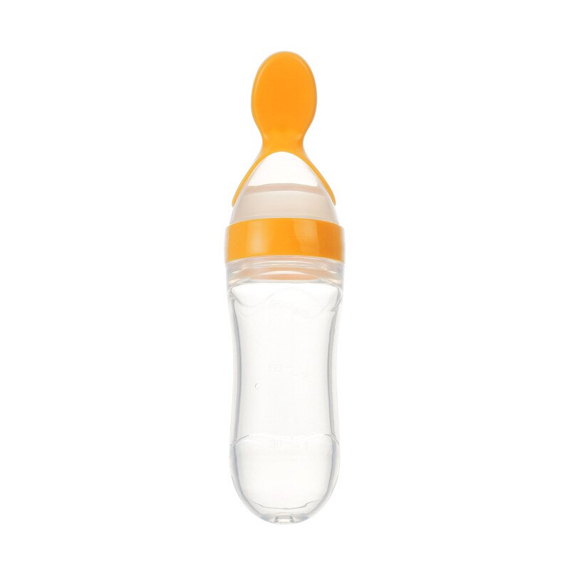 Biberon en silicone de sécurité utile avec cuillère complément alimentaire biberons à pâte de riz pratique et pratique 90ml: Orange