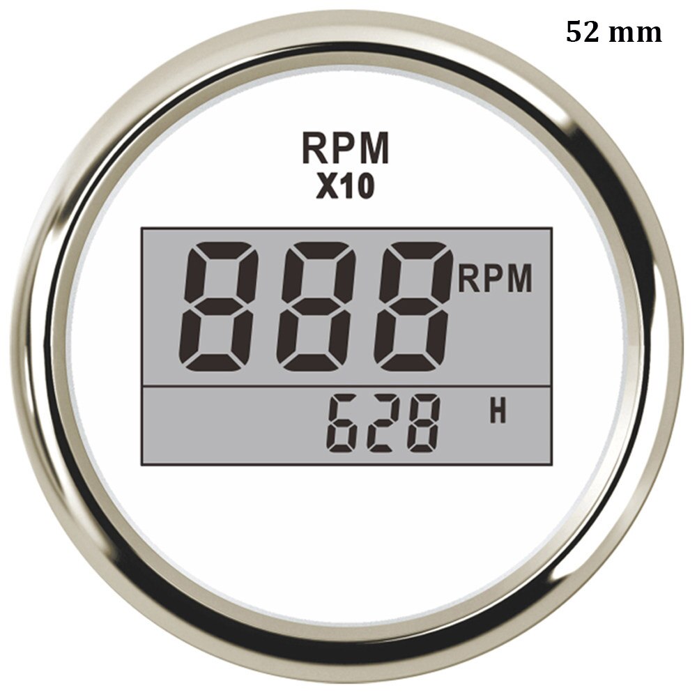 8000 rpm Tachometer Boat Car Marine Tacho Gauge with LCD Hourmeter 85mm Tachometer Diesel &amp;Gasoline Engine RPM Gauge 9~32V: Digital rpm WS