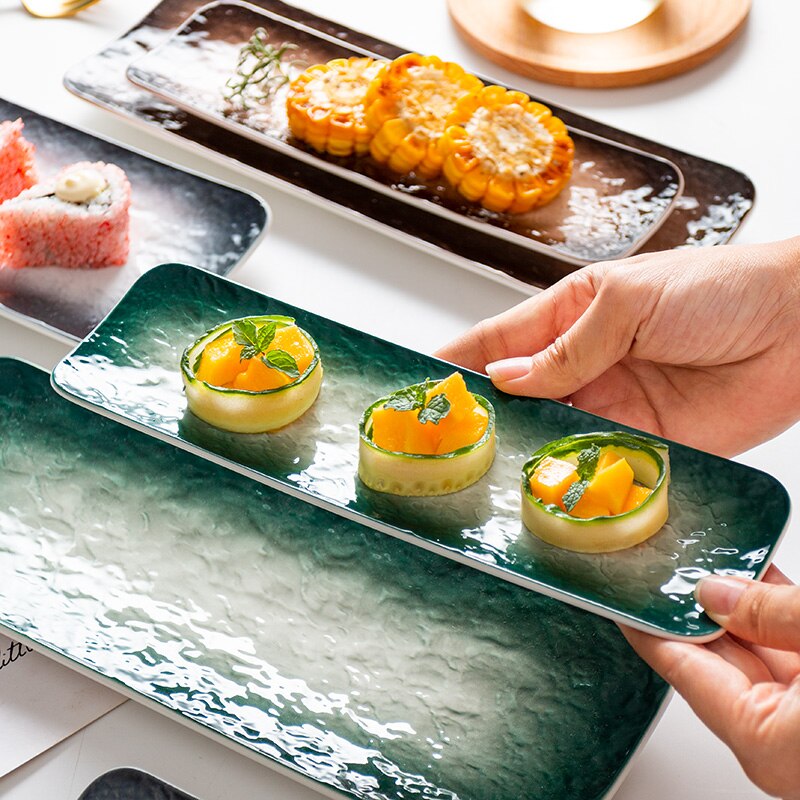 Japansk sten mønster keramisk strimmel sushi køkken tallerken enkel hjem vestlig mad fad tallerken hotel restaurant køkken service