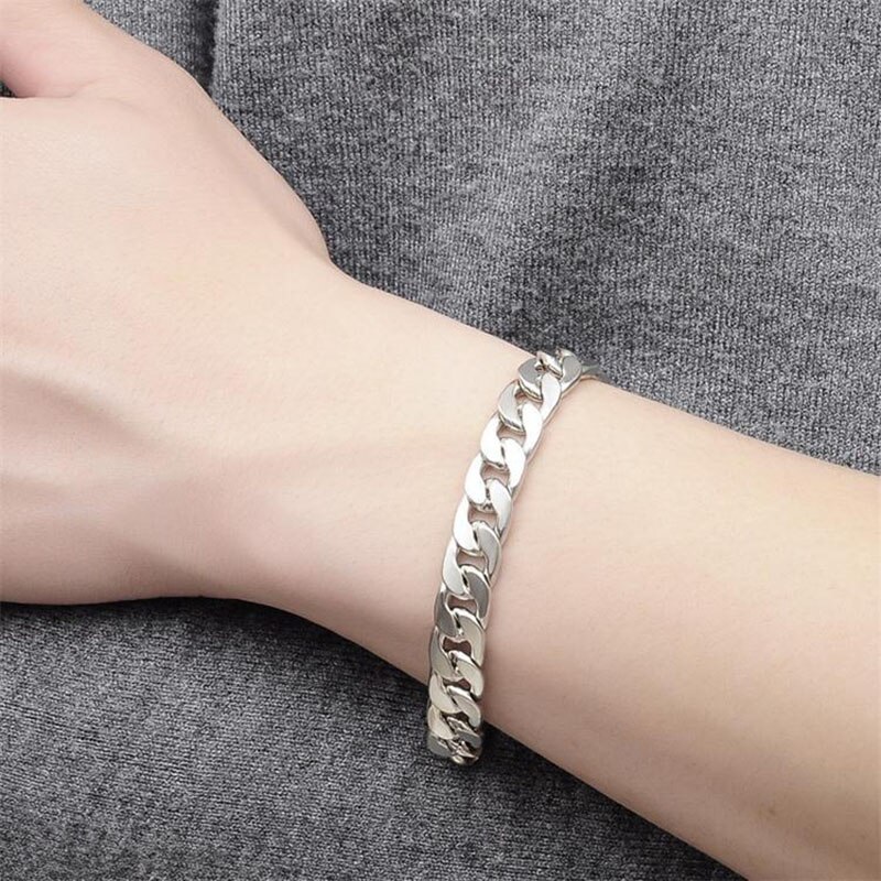 Men's HipHop Stainless Steel Punk Rock Bracelet Cuban Brake Chain Men's Bracelet Women's Jewelry Simple Style Hand Chain