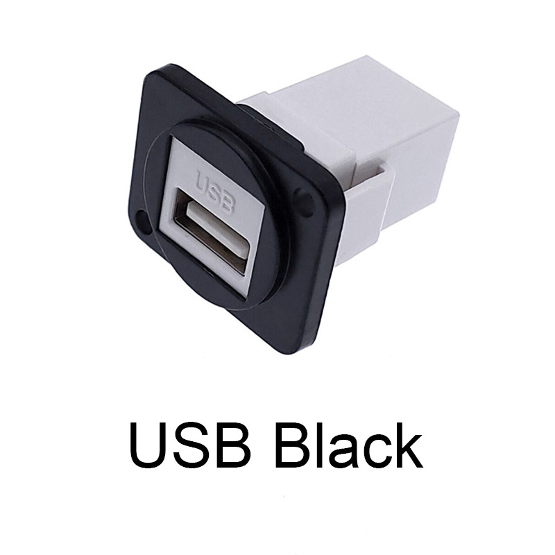 Simple USB socket panel mounting interface around installing the self-locking bayonet connection LED aviation socket: USB Black 2.0