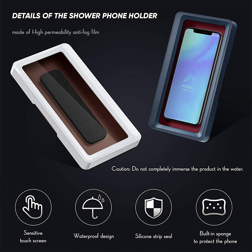 Telefoon Houder Badkamer Waterdichte Thuis Muur Iphone Case Stand Doos Zelfklevende Touch Screen Telefoon Shell Douche Afdichting Opslag