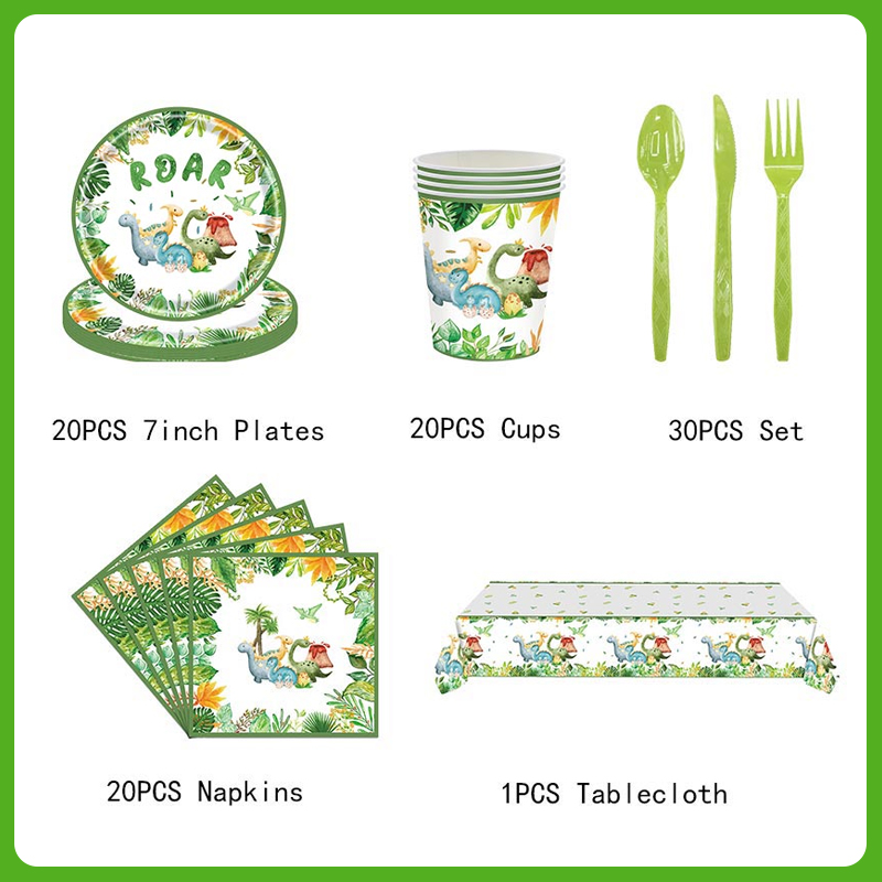Dinosaurus Verjaardag Decoratie voor Jongen Dinosaurus Thema Servies Borden Kopjes Servetten Tafelkleed Banner Kids Feestartikelen Gunst