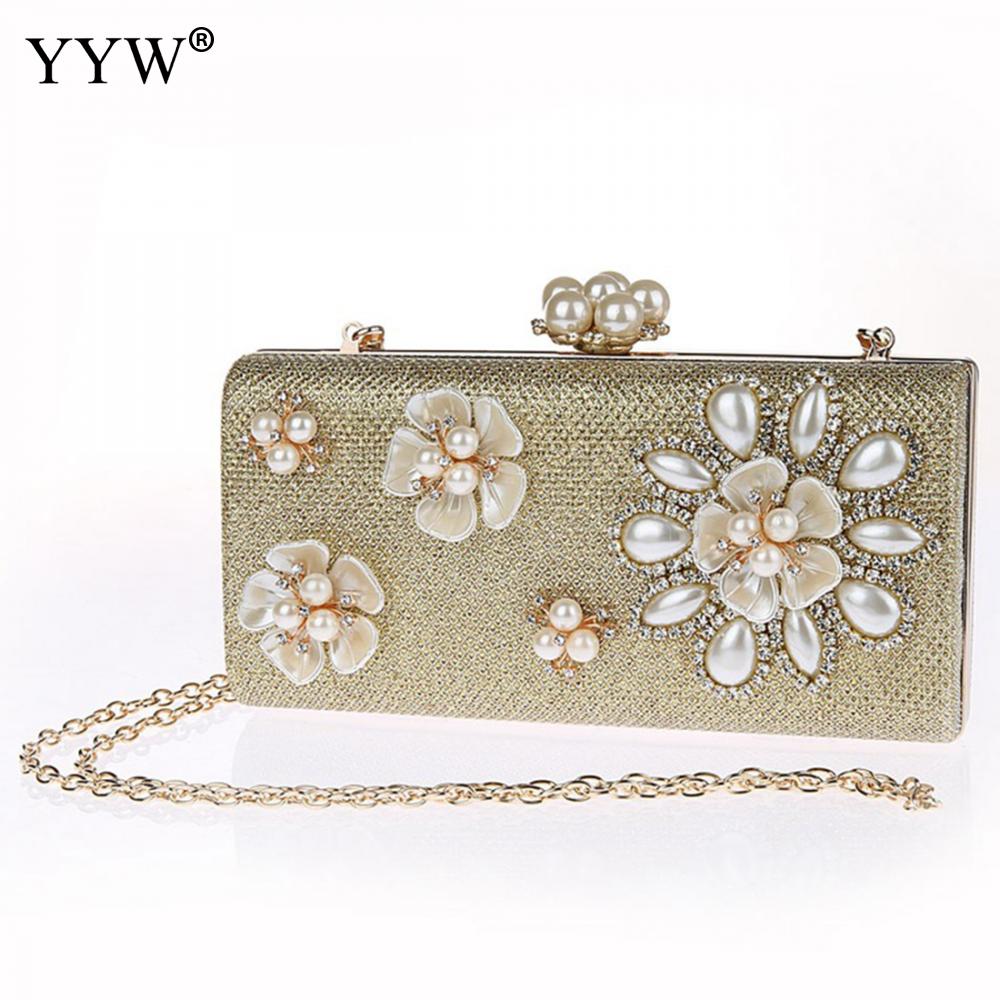 Mode Vrouwen Koppeling Zakken Met Strass Parel Trendy Wedding Bolsa Feminina Zinklegering Bloemen Mini Dag Koppelingen Luxe Tassen