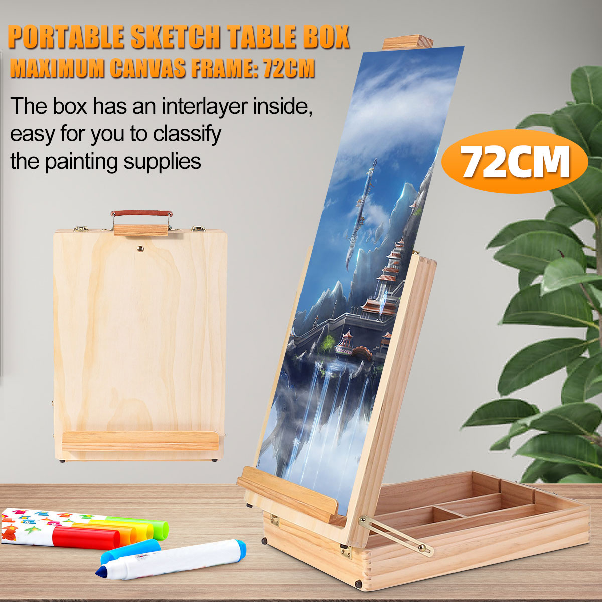 Easel Painting Table-Box Suitcase Wooden French Tripod Easel Portable Sketch Table Box Folding Durable Art Painter French