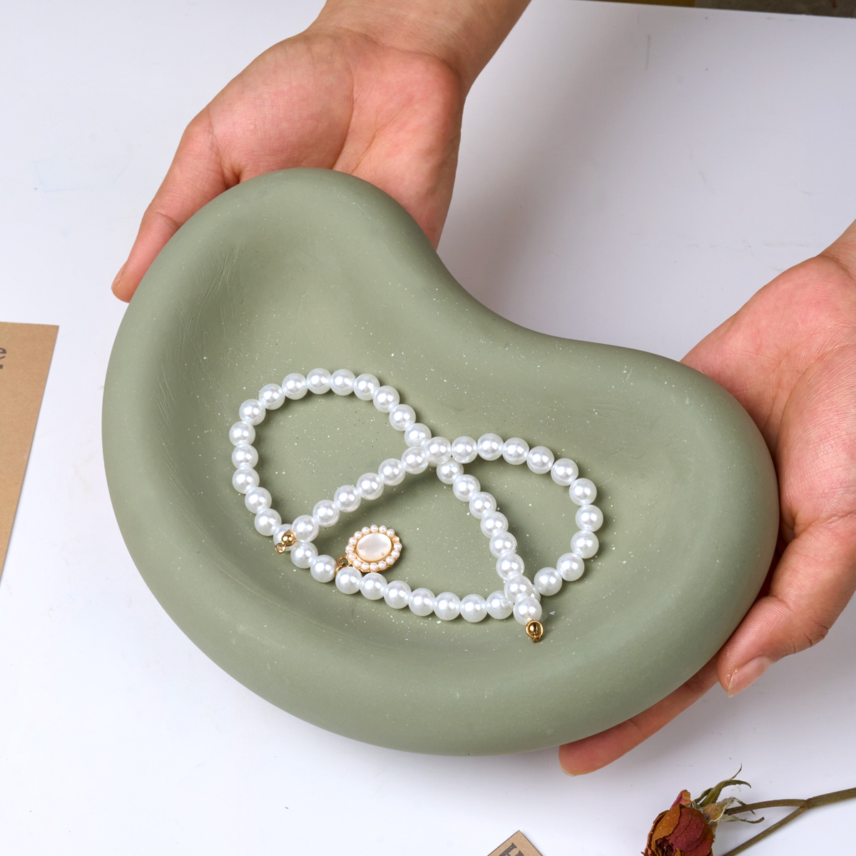Bandeja de almacenamiento creativa con forma de guisante, molde de silicona artesanal, yeso hecho a mano, resina de hormigón, plato de exhibición de joyería, moldes artesanales para decoración del hogar