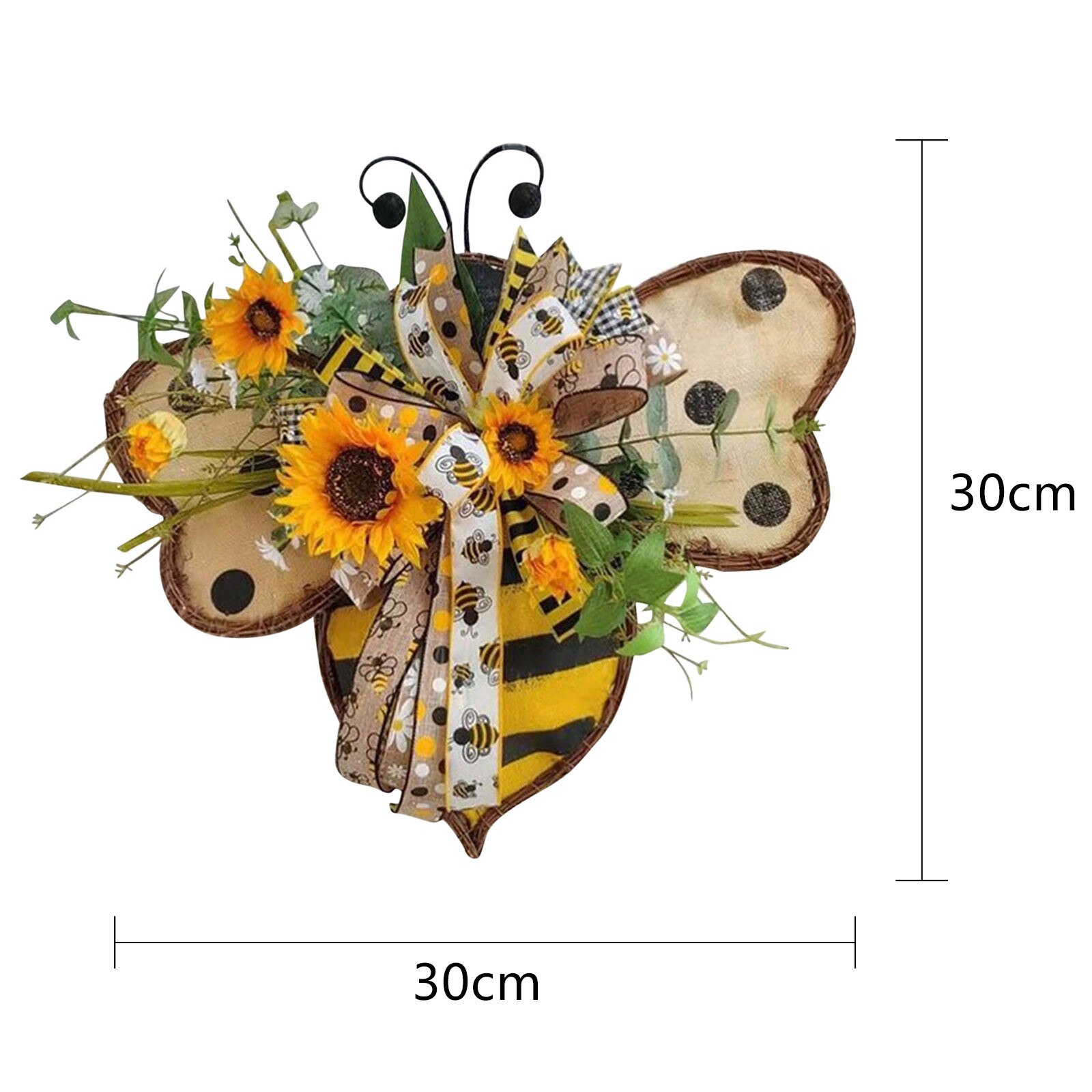 4 # Bee Gnomes Decor Krans Zonnebloem Krans Kunstmatige Krans Opknoping Hangers Bruiloft Lente Decoratie Woonaccessoires