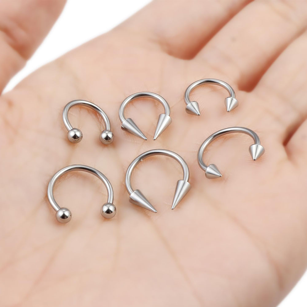 1Pcs Spike Septum Rings 16G Surgical Steel Piercing Jewelry Vertical Snake Bite Jewelry Lip Rings for Women Men 8mm/10mm