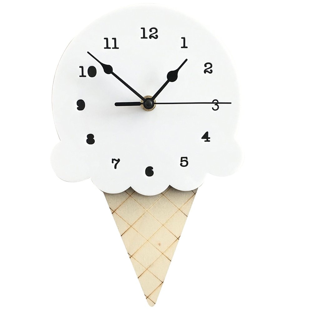 Cute Ice Cream Wall Clock Mute Kids Room Wall Clocks Baby Room Ornament Christmas Universal Home Decor