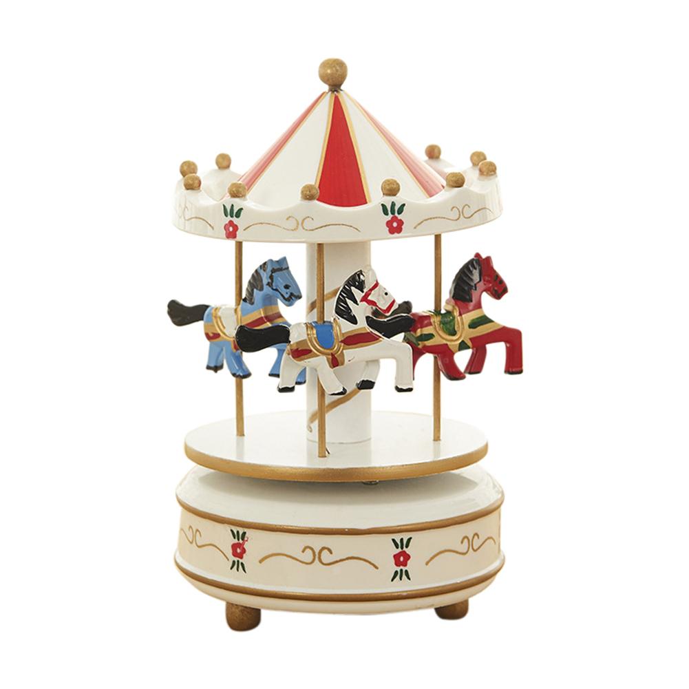 Merry-go-round Music Boxes Geometric Music Baby Room Decoration Unisex Wooden Christmas Horse Carousel Box Home Decor: C