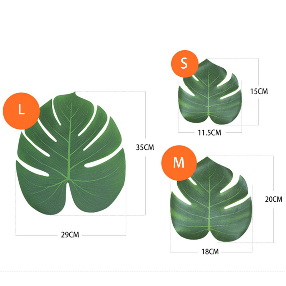 12 stks/partij Stof Kunstmatige Tropische Palm Bladeren Simulatie Monstera Bladeren Hawaiiaanse Luau Party Jungle Strand Thema Tafel Decor