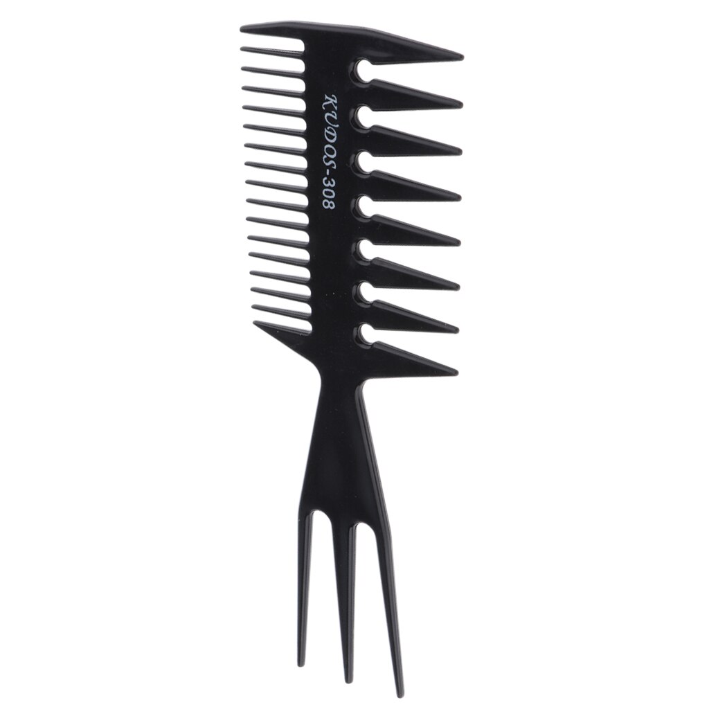 3 in 1 plast herr tre sidig kam för frisör, grooming och styling - svart