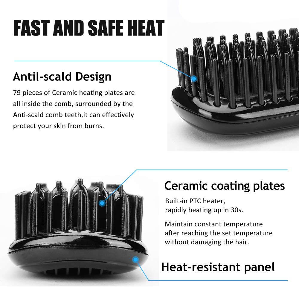 Hair Straightener Brush Fast Heating Fast Heating Men Beard Straightening Comb Electric Hair Straightener