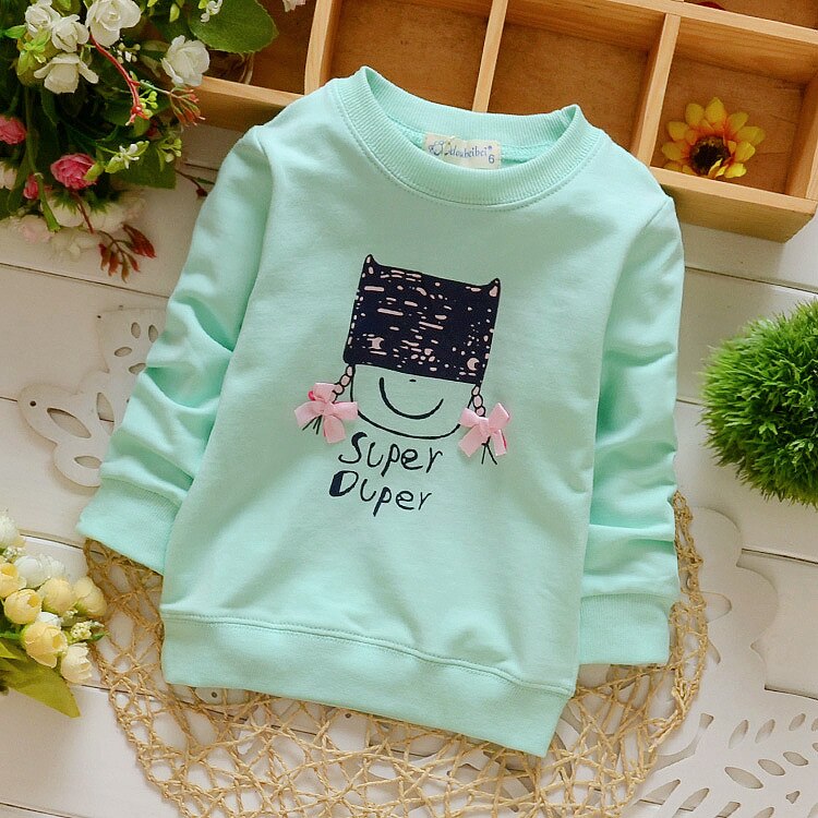 Baby Top Voorjaar Baby Katoen Cartoon Meisje Patroon Lange Mouw T-shirt: Sky Blue / 18m