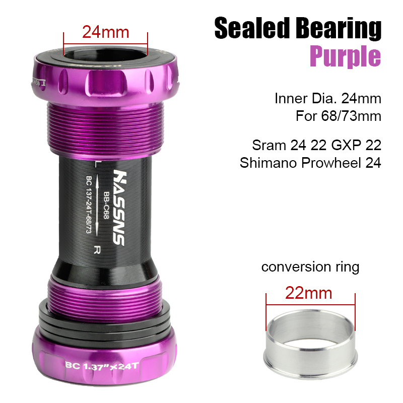 HASSNS Central Movement Bicycle Bottom Bracket Mtb Hollowtech Central Movement Mountain Bike Ceramics BB For Integrated Crankset: Yellow