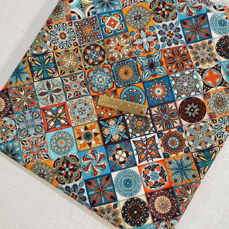 Tissu en coton Mandala indien, Textile bohémien, décor Vintage, pour bricolage, accessoires faits à la main, sac, robe, vêtements par demi-mètre