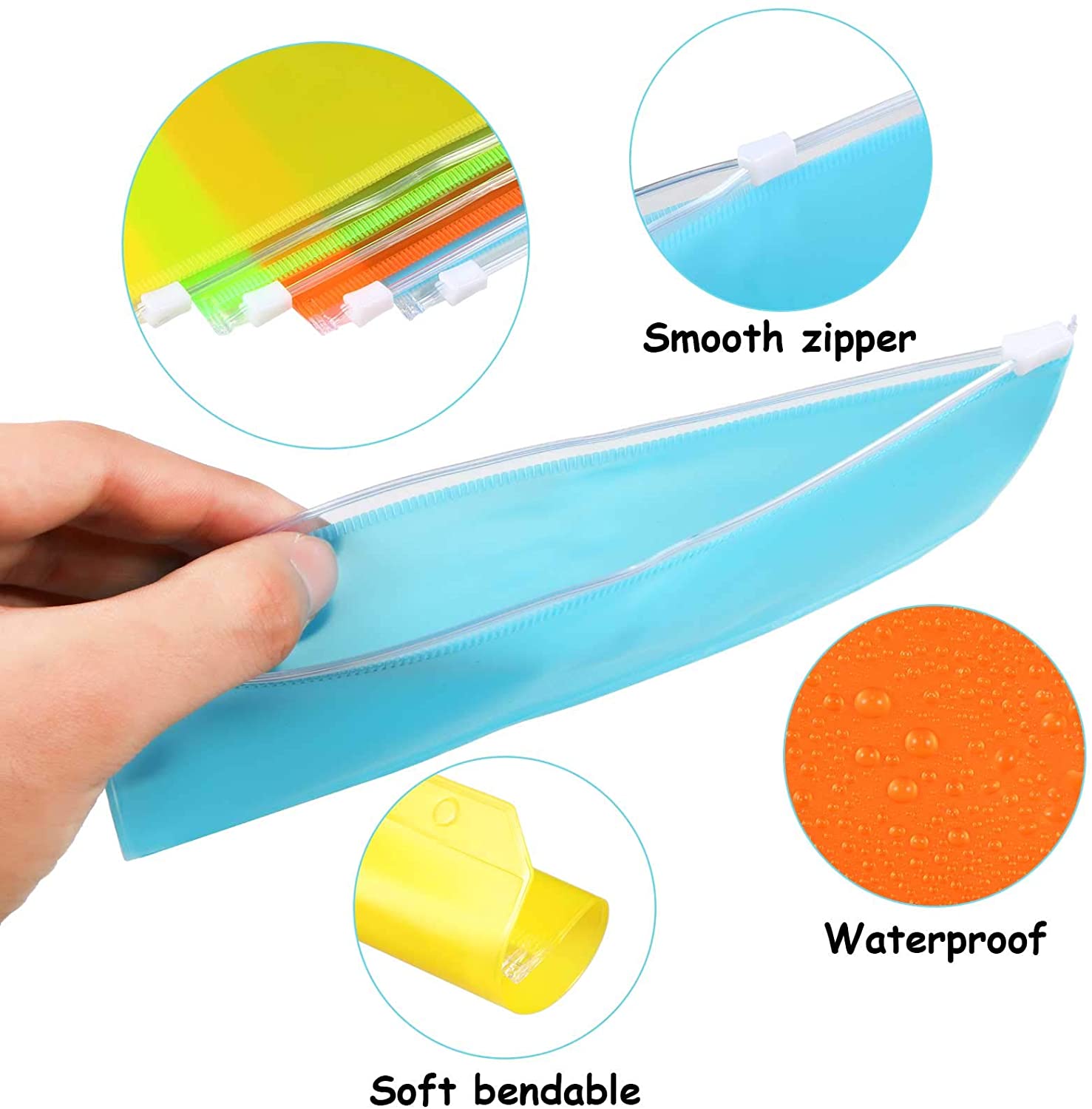 12pcs Binder Pockets A6 Size 6 Holes Binder Zipper Folders for 6-Ring Notebook Binder Loose Leaf Bags, Waterproof Document Bag