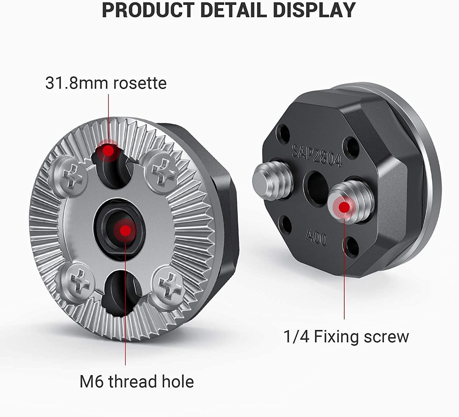 SmallRig Arri Standard Rosette Bolt-On Mount (M6 Thread) for Rosette Side Handle Monitor Holder Attach for Camera Cage 2804