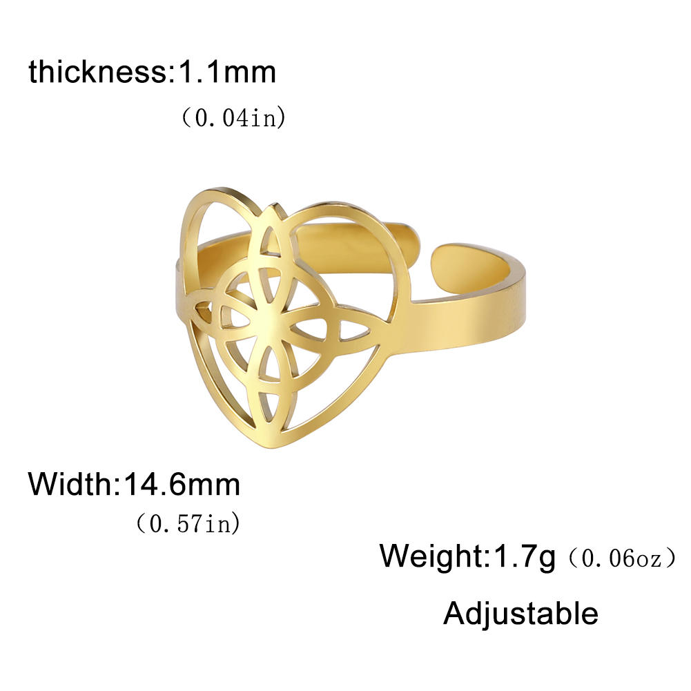 Skyrim-Anillo de nudo de bruja de acero inoxidable para mujer, anillos abiertos ajustables para dedo, amuleto de brujería, joyería de protección, al por mayor: Oro
