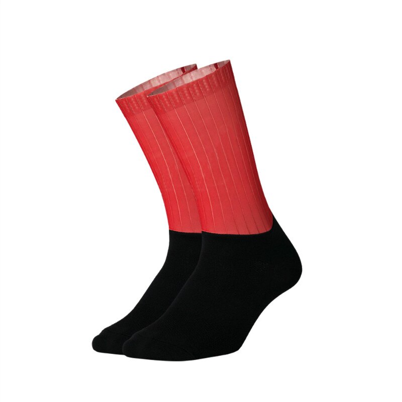 Silicone Non-slip Cycling Socks Functional Fiber Men Women Bicycle Bike Socks Anti Slip Hiking Camping Sport Socks: Red