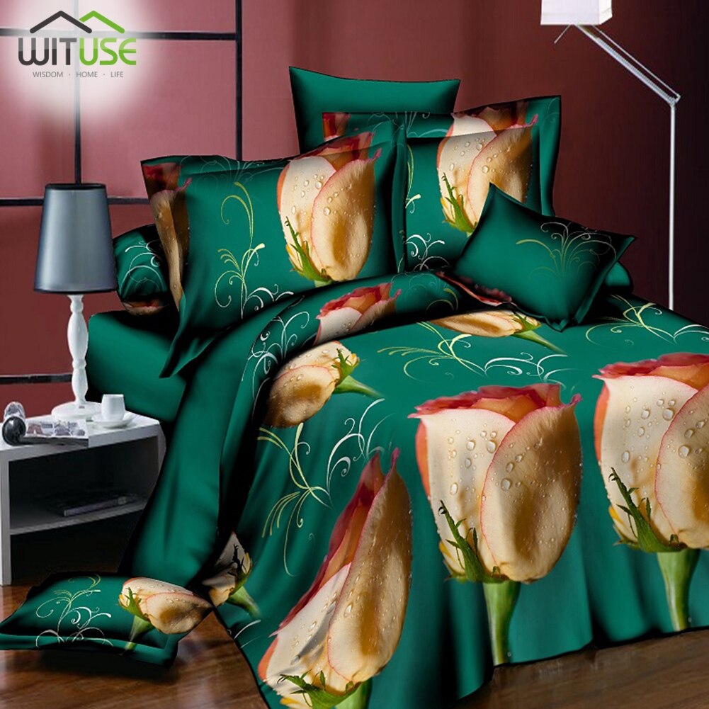 Light Family Down Quilt Twin Queen Bedding Sets 3d Quilt Duvet Cover Pillowcase Set Flowers Printing Decorate Family Bedroom