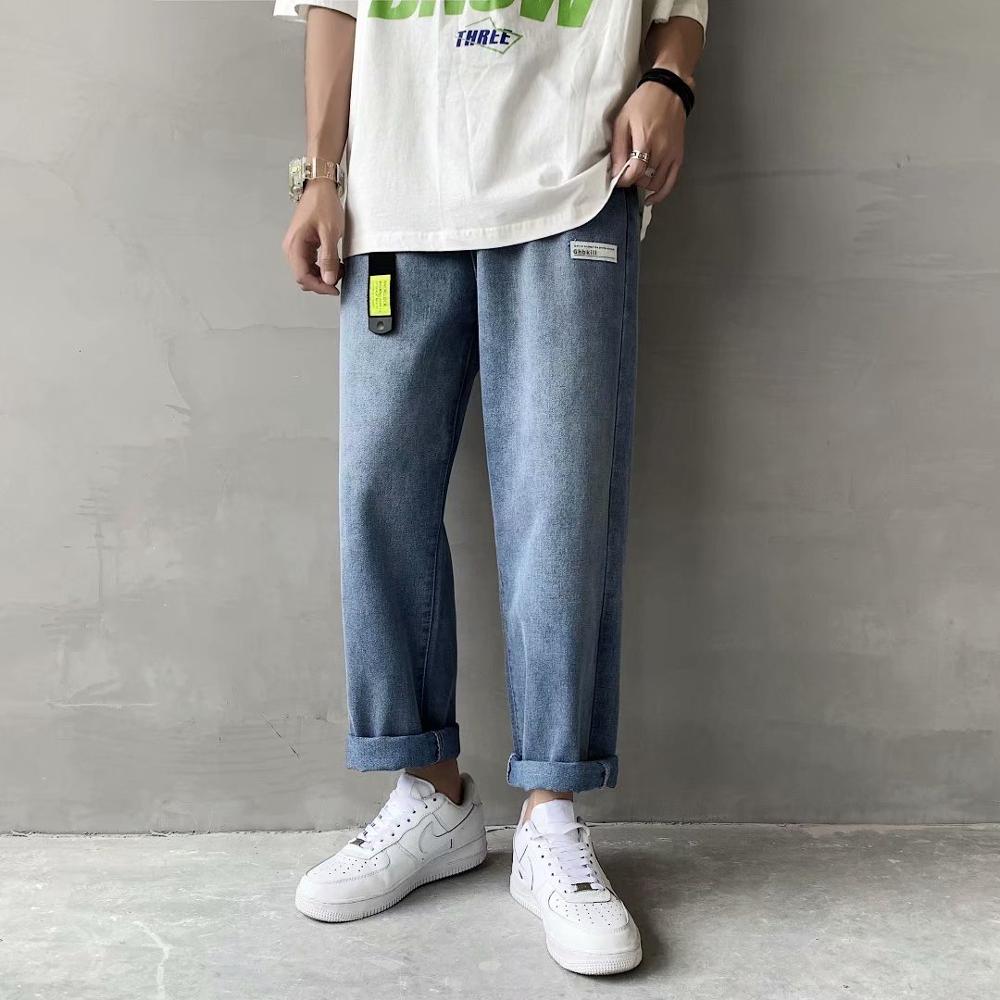 Bxyichen Rechte Jeans Mannen Koreaanse Versie Van De Trend Van Wilde Losse Lente Hong Kong Trendy Wijde Pijpen bijgesneden Broek