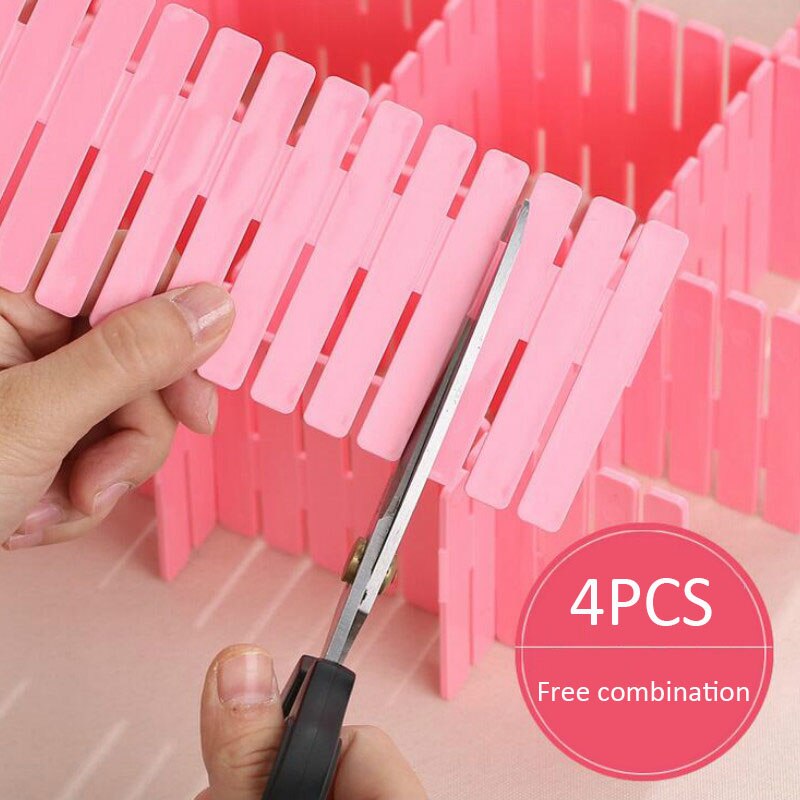 4 Uds. Ajustables de separadores de cajones de plástico, divisor de cajones extensible de rejilla DIY para lazos, calcetines, sujetador, cajones de cocina, organizadores de escritorio
