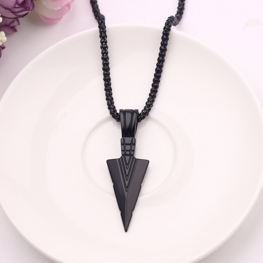 Mannen Matte Zwarte Lange Ketting Met Pijl Hanger Sieraden Ketting Hip Hop Punk Rock Kerstmis Halloween Voor mannen Wome: Black