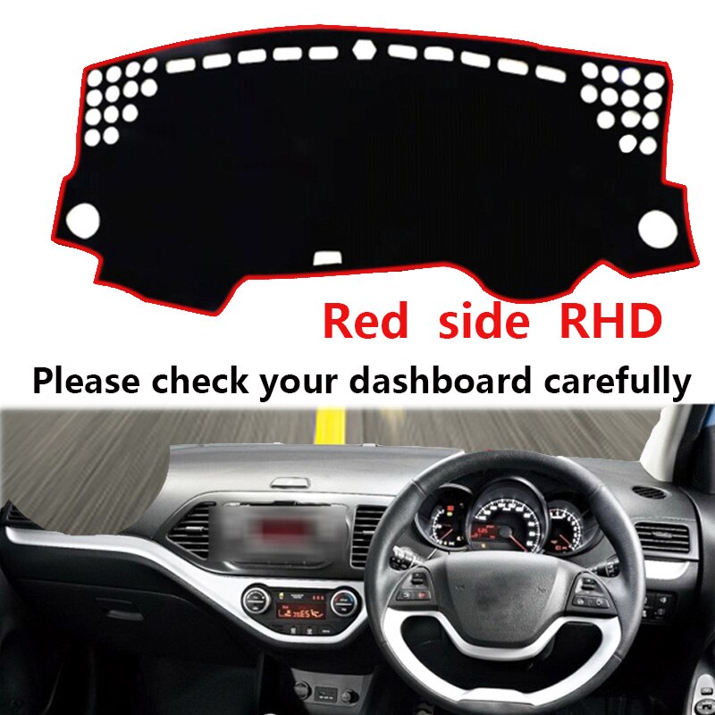 Auto dashboardhoes dashboard mat tapijt cape voor kia picanto morning 2 lagen lhd rhd auto zonnescherm kussen: Rhd rode kant