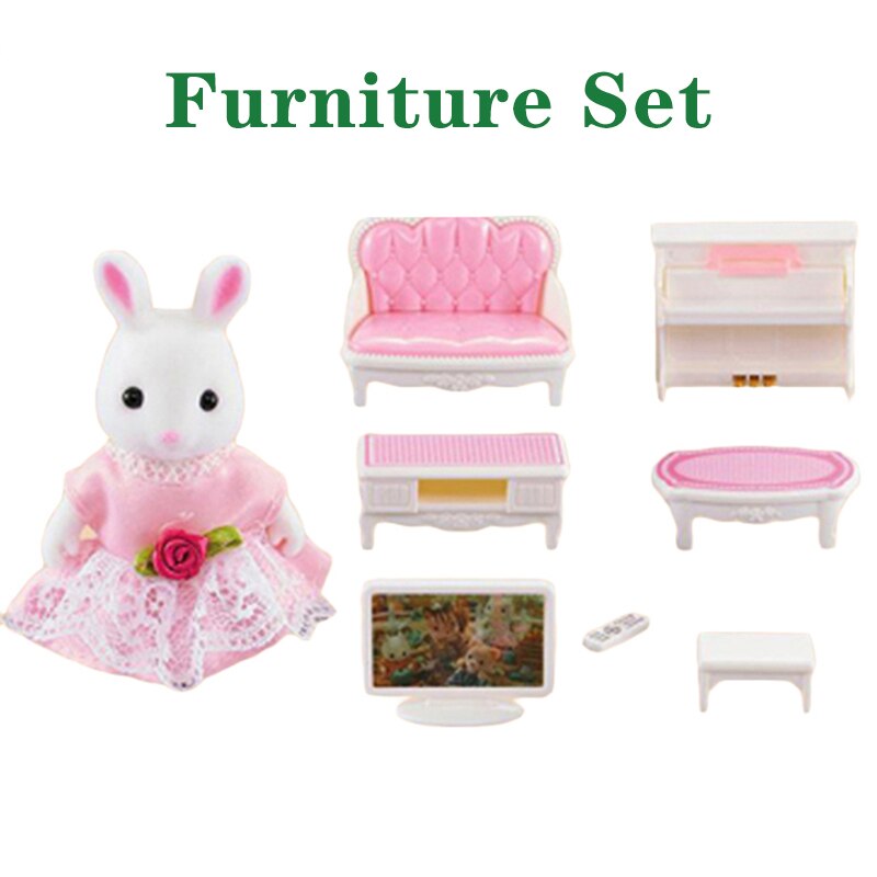 Girl Pretends To Play Simulation Child Forest Animal Family 1/12 Forest Family Furniture Set 1:12 Scale House Doll Furniture