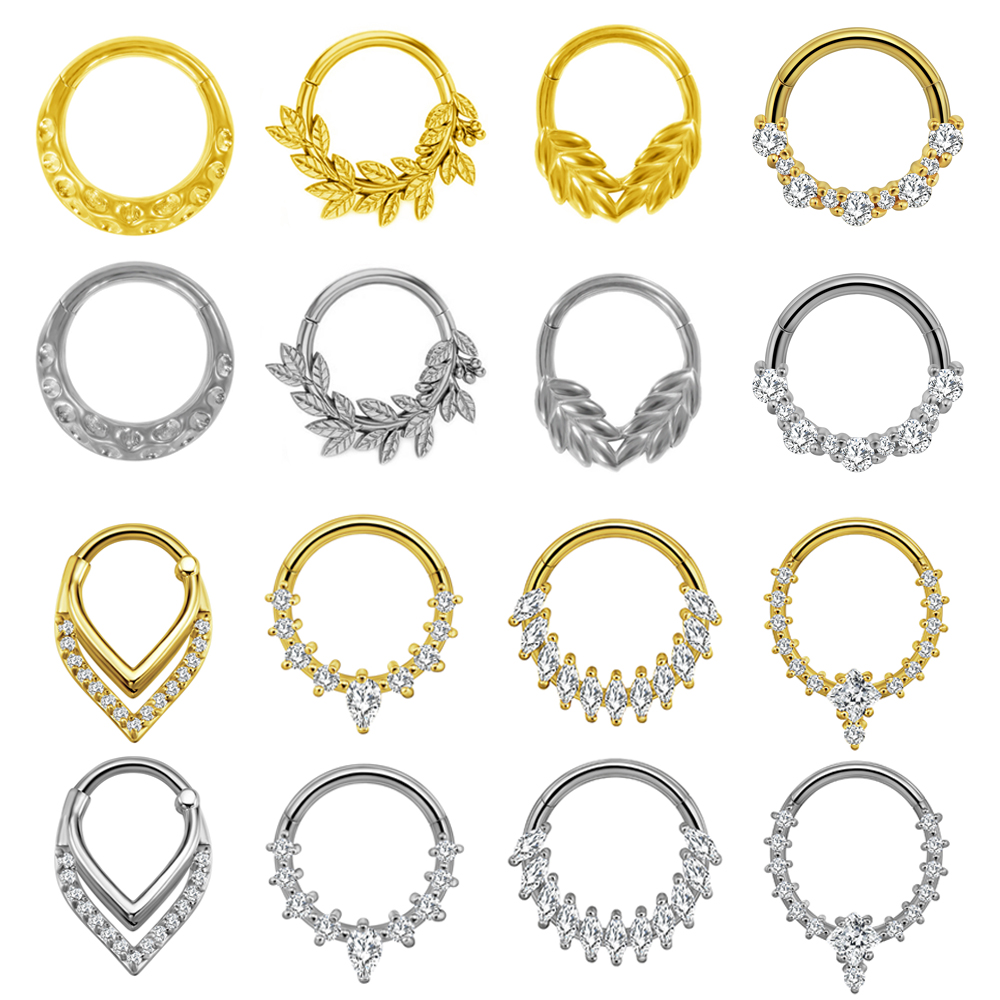 Wreath Septum Nose Ring Piercing Water Clicker 316L Stainless Steel Daith Clicker Helix Cartilage Earring BodyJewelry