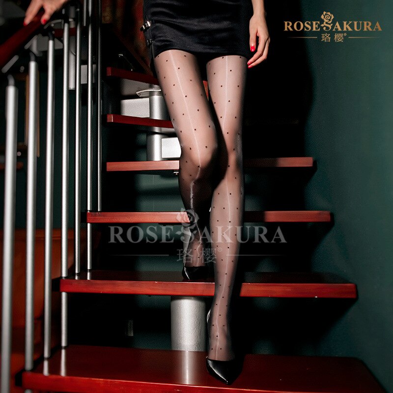 Luoying Aurora series oil bright seamless high density silk smooth sexy stockings dot style open crotch pantyhose7370