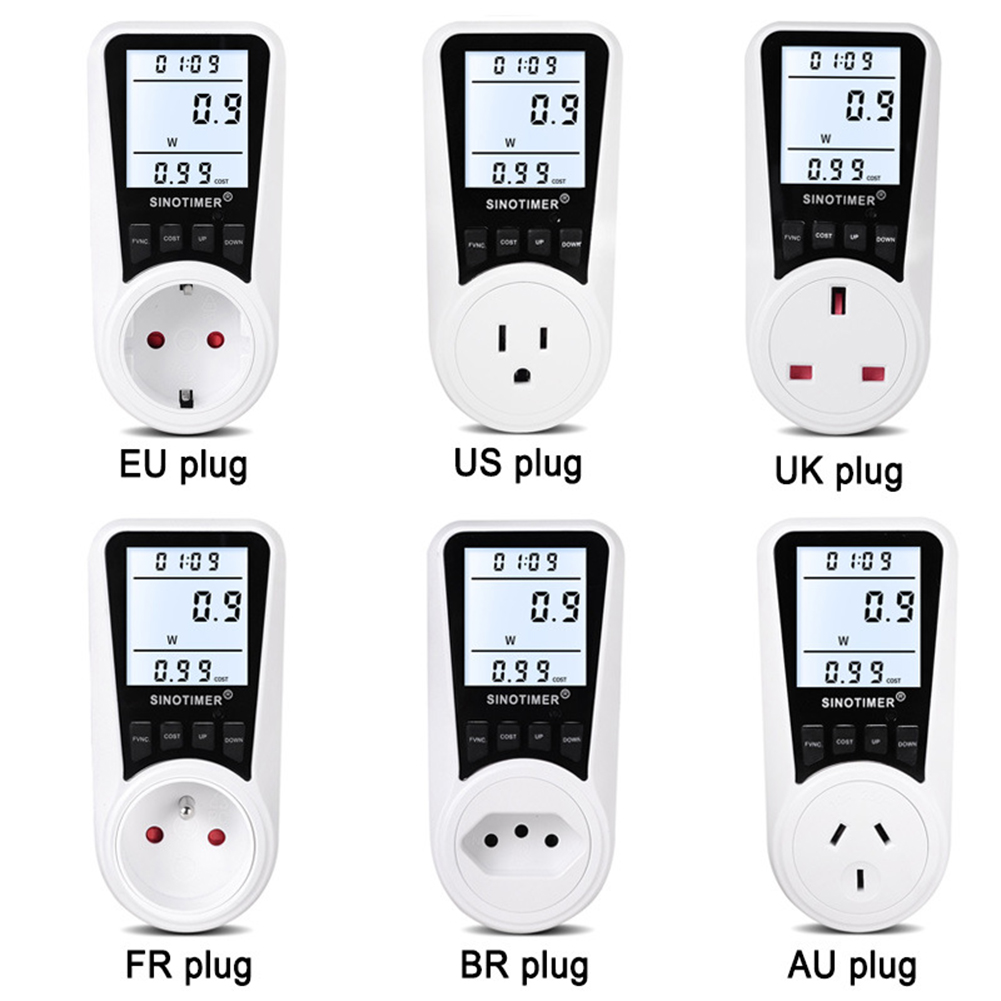 Digital Wattmeter AC Power Meter Electricy consumption Energy Meter EU/US/UK/AU/BR/FR Plug Socket Power Kilowatt Wattage Electr