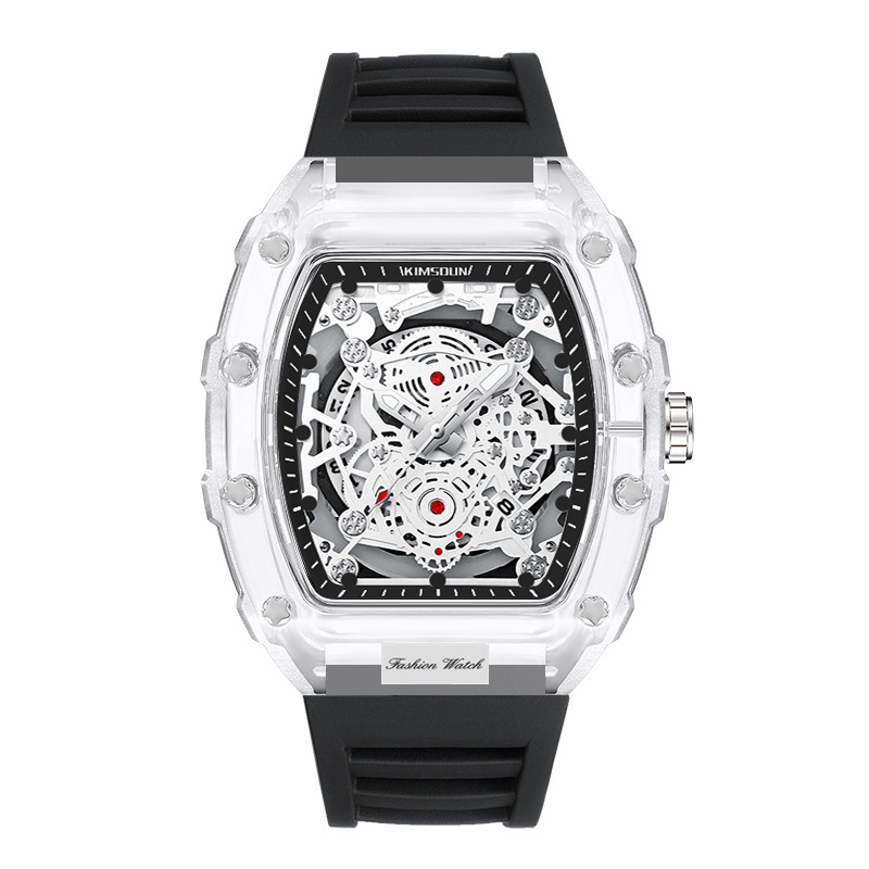 Reloj de pulsera de cuarzo para hombre, tendencia masculina, reloj automático resistente al agua para hombre, relojes de lujo transparentes luminosos: Multicolor