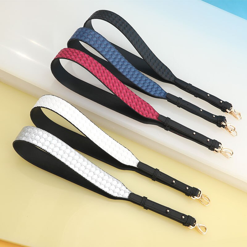 Mærke vævemønster justerbar taske bred rem kvinders læder skulder crossbody rem taske tilbehør