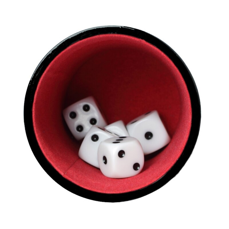 OOTDTY Leather PU Dice Cup Party Board Game Bar KTV Entertainment Dice Box with Dices