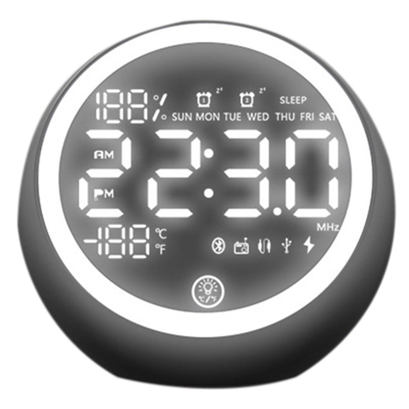 X10 Bluetooth Speaker Alarm Clock Night Light Multifunctional Audio With Radio: Black