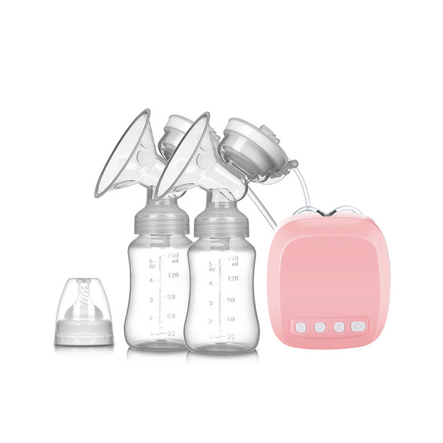 Double Electric Breast pumps Powerful Nipple Suction USB Intelligent Breast Pump Baby Milk bottle Cold Heat Pad Nipples NTY0101: Pink