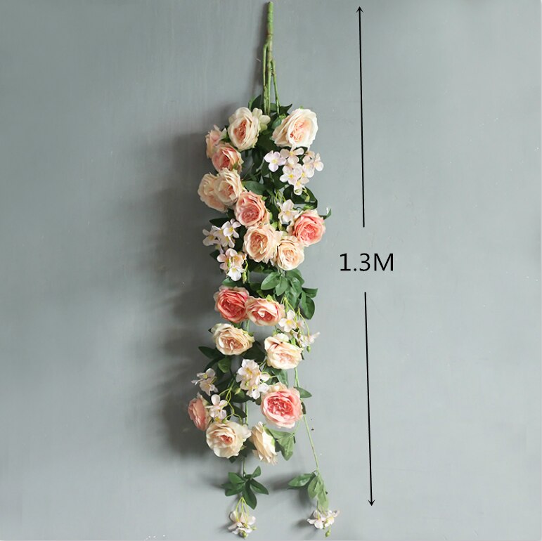 Enredadera de flores artificiales, tira de plantas artificiales, decoración de pared de flores, árbol, enredadera de plástico para el hogar, boda y vacaciones
