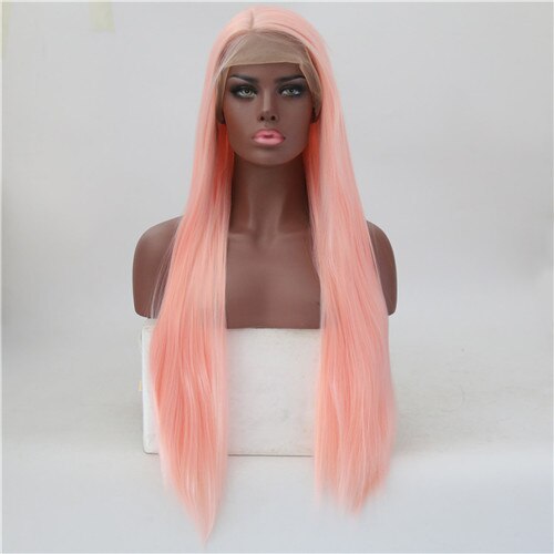 VREUGDE & BEAUTY 15 Stijlen Synthetisch Natuurlijk Smooth Lange Rechte Lace Front Pruik Hoge Temperatuur Fiber Voor Vrouwen Pruiken 28 inches: IMG-011